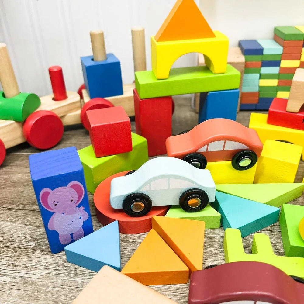 Montessori Wooden Building Blocks, Melissa and Doug Dump Truck and Wood Blocks